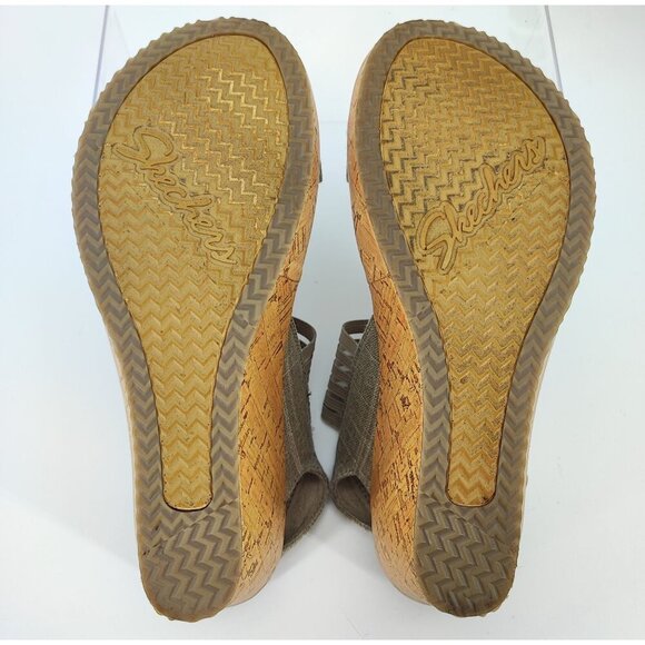 Skechers Women's Brie Luxe Taupe Synthetic Wedge Sandals Size 10 - Picture 9 of 9